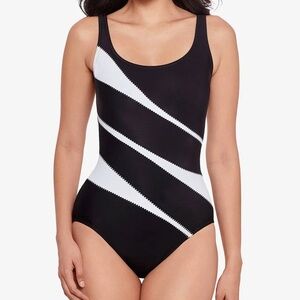 Miraclesuit Helix One Piece Colorblock Swimsuit 14DDD NWT